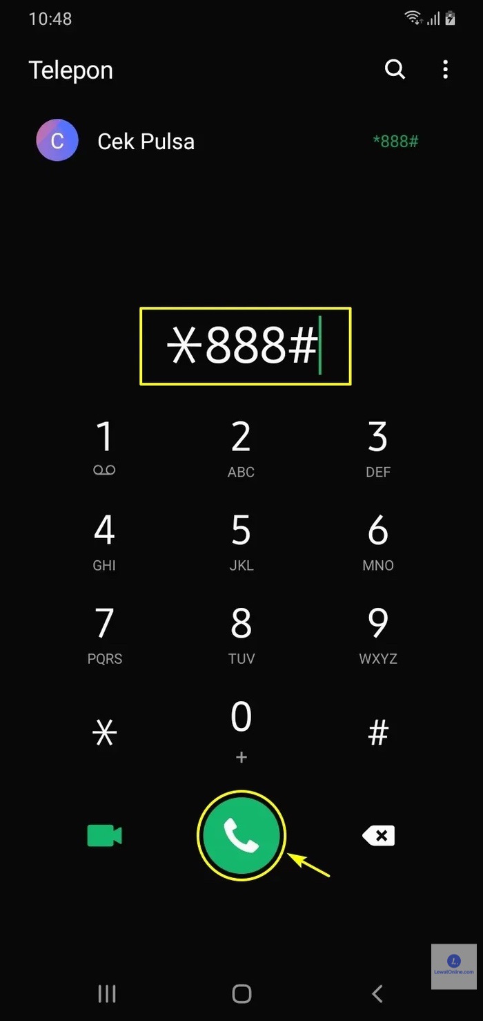 Tekan nomor 888 di menu dial telepon