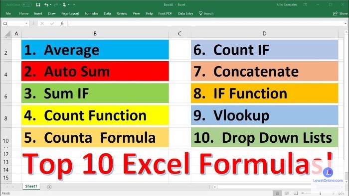 Formula yang Ada Dalam Excel